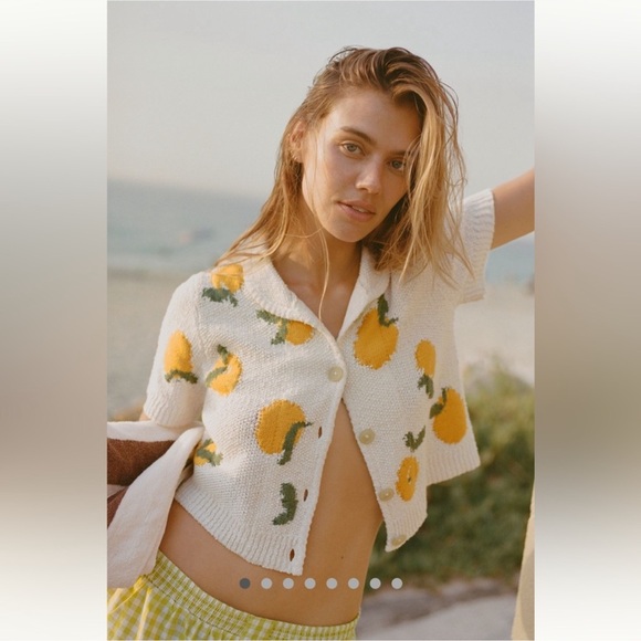 Anthropologie Maeve x Dylan Mierzwinski Short-Sleeve Jacquard Polo Medium NWOT - Picture 10 of 10